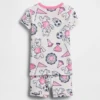Conjunto de pantalones cortos de pijama de algodón orgánico cepillado con el logotipo del oso para Bebé y Niño