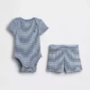 Conjunto de pantalones cortos para bebé «Grow-With-Me» de punto de canalé fino