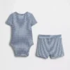 Conjunto de pantalones cortos para bebé «Grow-With-Me» de punto de canalé fino