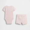 Conjunto de pantalones cortos para bebé «Grow-With-Me» de punto de canalé fino
