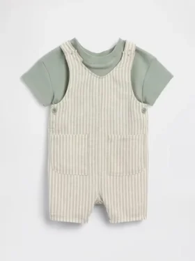 Conjunto de peto corto de lino y algodón para bebé