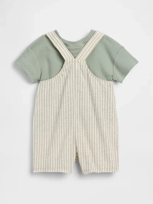 Conjunto de peto corto de lino y algodón para bebé