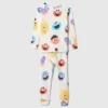 Conjunto de pijama de algodón cepillado orgánico de Barrio Sésamo para Bebé y Niño