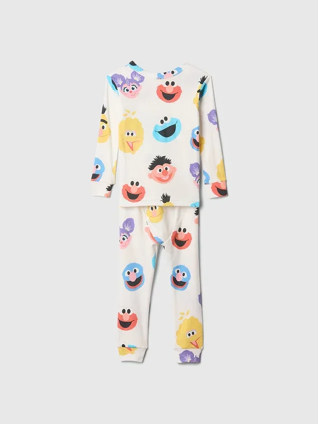Conjunto de pijama de algodón cepillado orgánico de Barrio Sésamo para Bebé y Niño