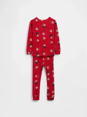 Conjunto de pijama de algodón cepillado orgánico de Elmo de Barrio Sésamo para Bebé y Niño