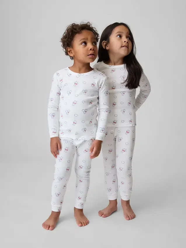 Conjunto de pijama de algodón cepillado orgánico de Winnie the Pooh para bebés y niños