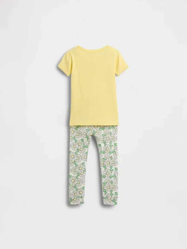 Conjunto de pijama de algodón cepillado orgánico de Winnie the Pooh para bebés y niños
