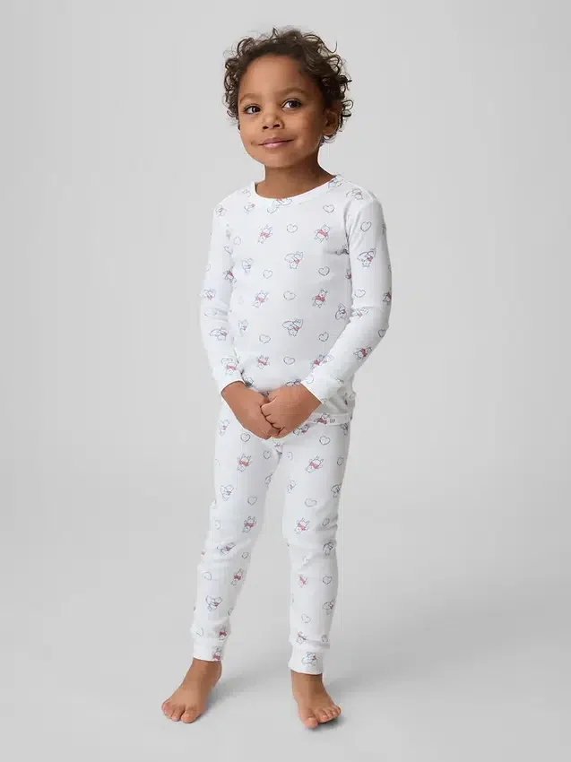 Conjunto de pijama de algodón cepillado orgánico de Winnie the Pooh para bebés y niños