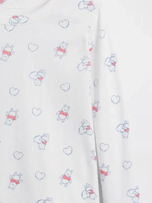 Conjunto de pijama de algodón cepillado orgánico de Winnie the Pooh para bebés y niños