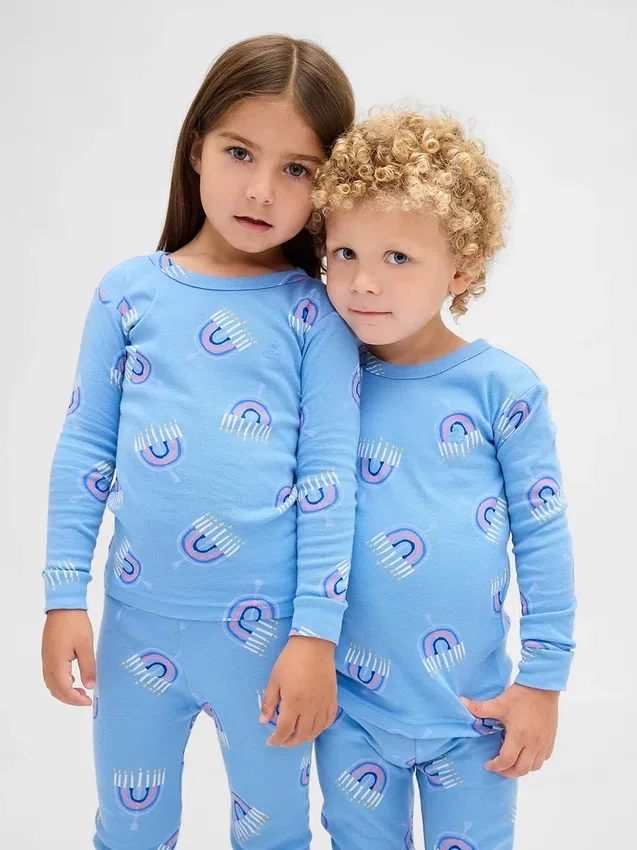 Conjunto de pijama de algodón cepillado orgánico para niños y bebés