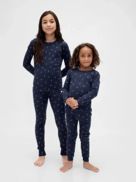 Conjunto de pijama de algodón cepillado orgánico para niños y bebés
