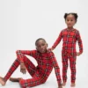 Conjunto de pijama de algodón cepillado orgánico para niños y bebés