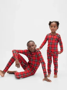 Conjunto de pijama de algodón cepillado orgánico para niños y bebés