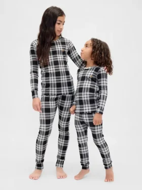 Conjunto de pijama de algodón cepillado orgánico para niños y bebés