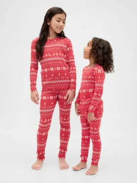 Conjunto de pijama de algodón cepillado orgánico para niños y bebés