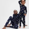 Conjunto de pijama de algodón cepillado orgánico para niños y bebés