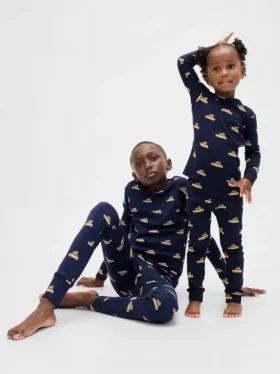 Conjunto de pijama de algodón cepillado orgánico para niños y bebés