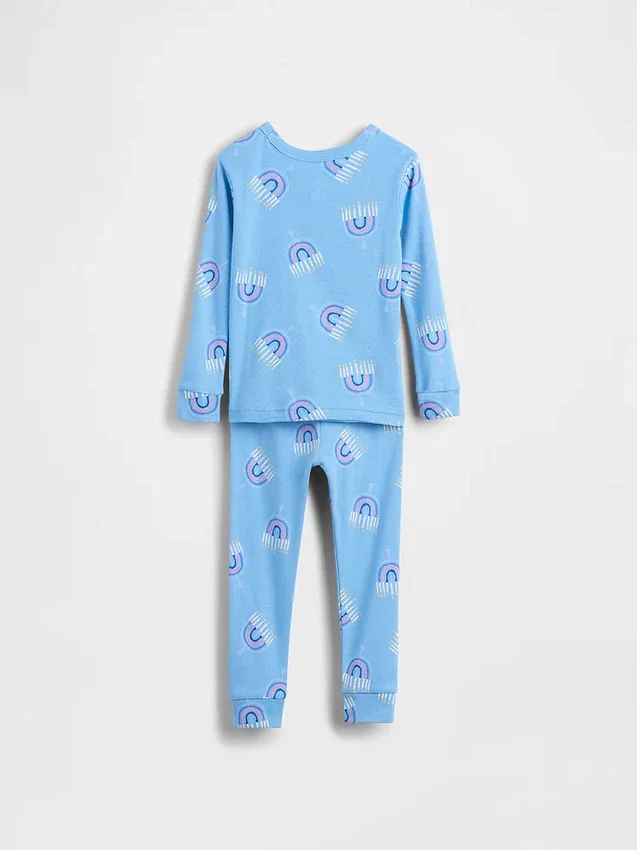 Conjunto de pijama de algodón cepillado orgánico para niños y bebés