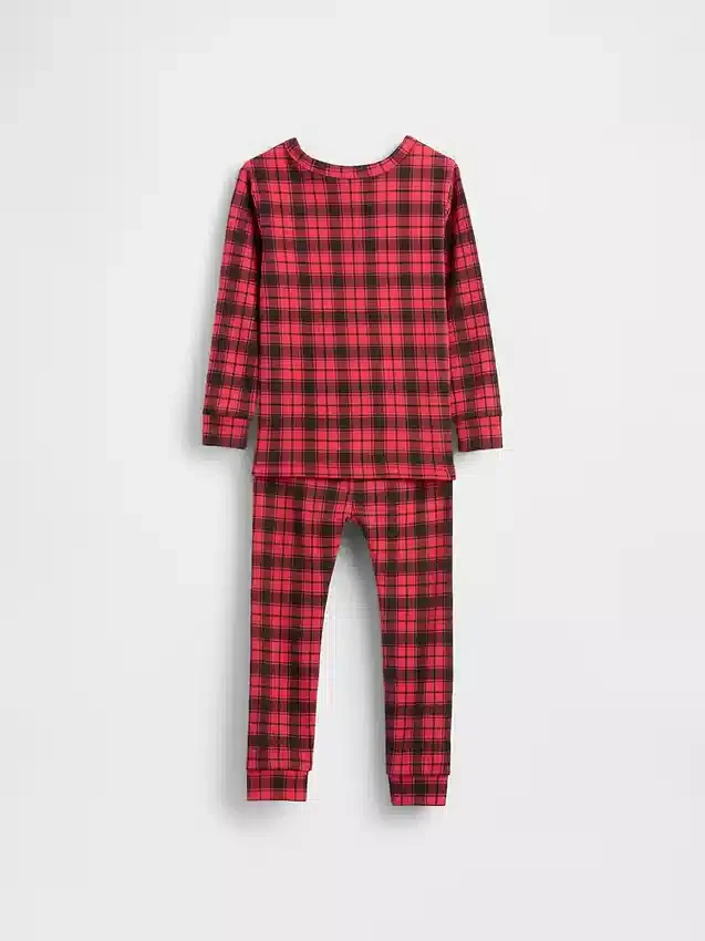 Conjunto de pijama de algodón cepillado orgánico para niños y bebés