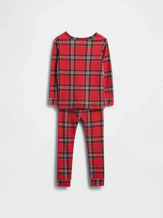 Conjunto de pijama de algodón cepillado orgánico para niños y bebés