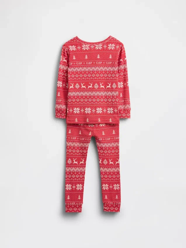 Conjunto de pijama de algodón cepillado orgánico para niños y bebés