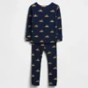 Conjunto de pijama de algodón cepillado orgánico para niños y bebés