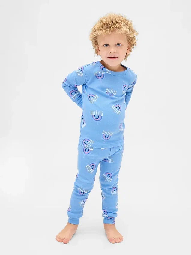 Conjunto de pijama de algodón cepillado orgánico para niños y bebés