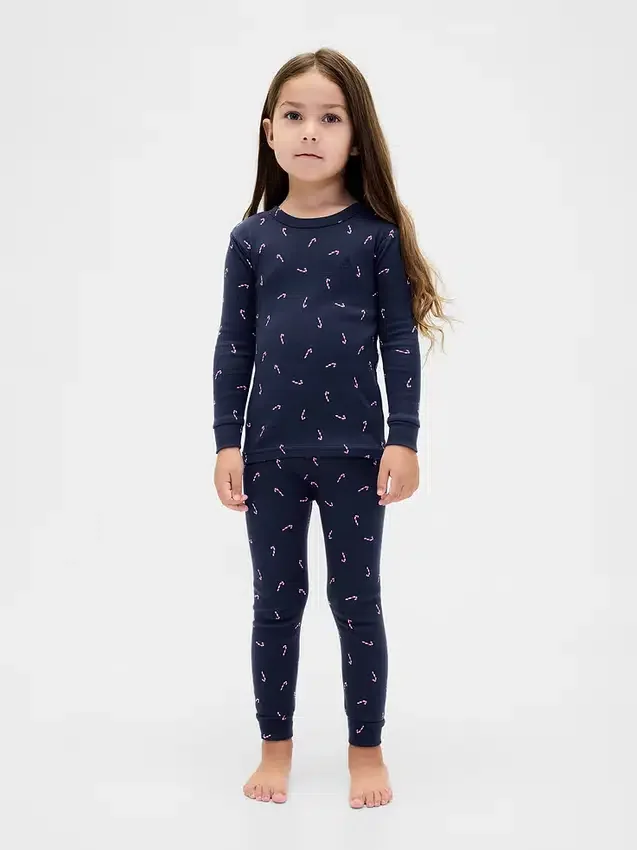 Conjunto de pijama de algodón cepillado orgánico para niños y bebés