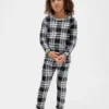 Conjunto de pijama de algodón cepillado orgánico para niños y bebés