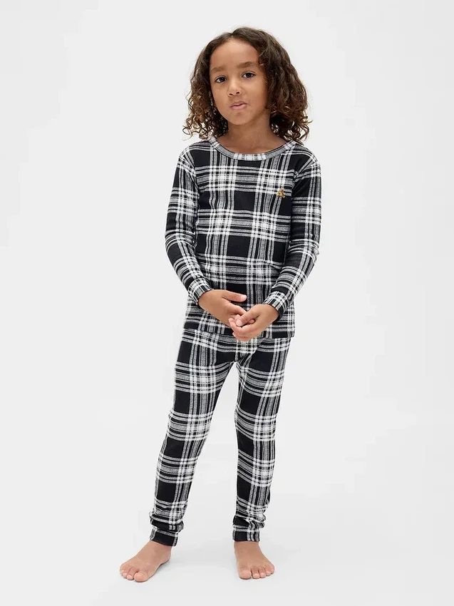 Conjunto de pijama de algodón cepillado orgánico para niños y bebés