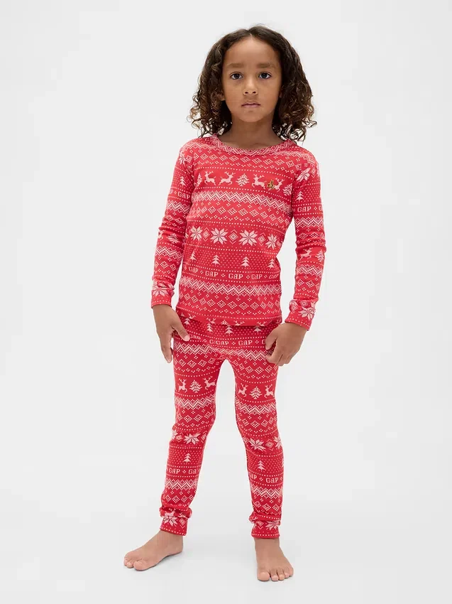 Conjunto de pijama de algodón cepillado orgánico para niños y bebés