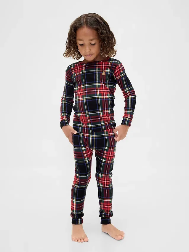 Conjunto de pijama de algodón cepillado orgánico para niños y bebés