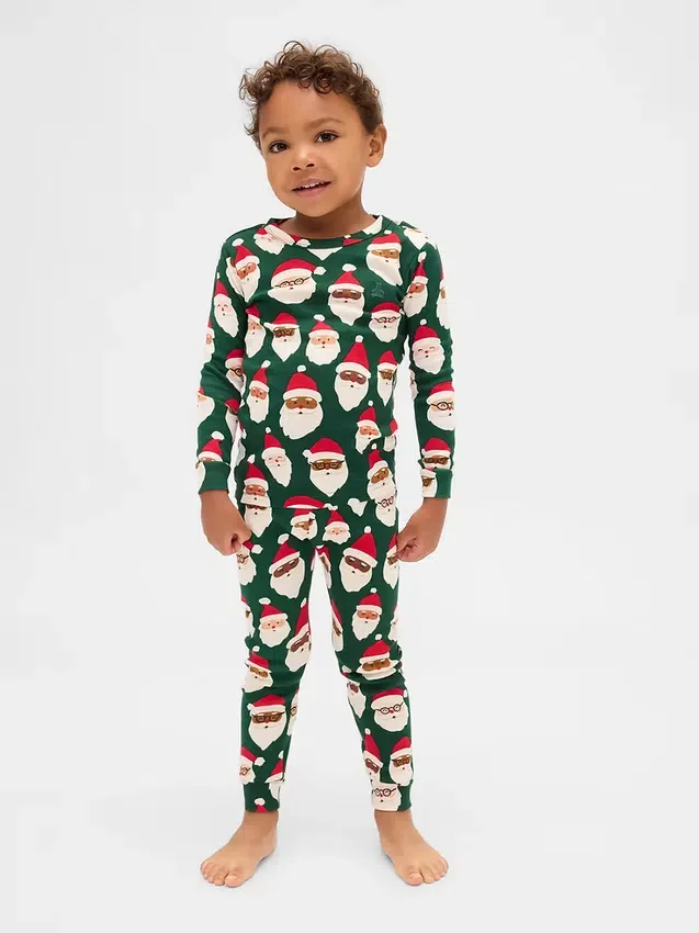 Conjunto de pijama de algodón cepillado orgánico para niños y bebés
