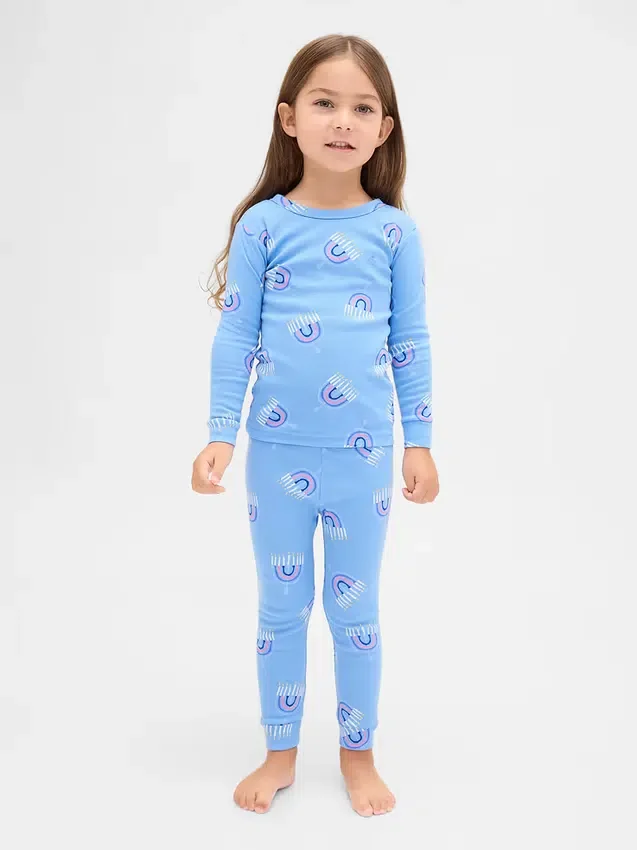 Conjunto de pijama de algodón cepillado orgánico para niños y bebés