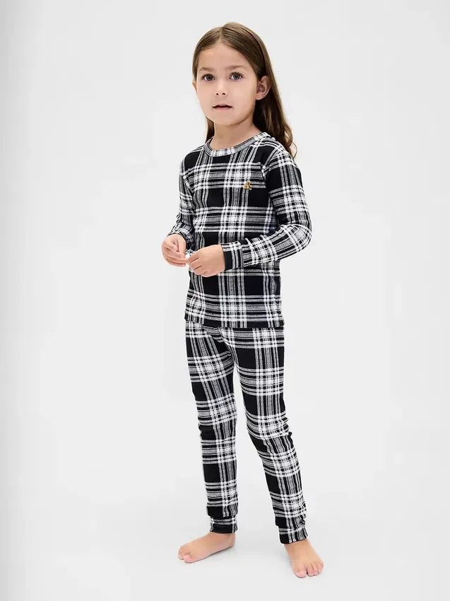 Conjunto de pijama de algodón cepillado orgánico para niños y bebés