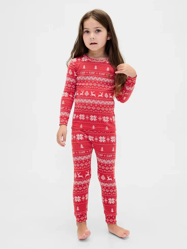 Conjunto de pijama de algodón cepillado orgánico para niños y bebés
