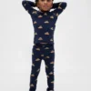 Conjunto de pijama de algodón cepillado orgánico para niños y bebés