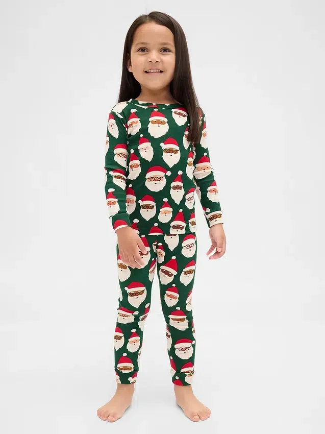 Conjunto de pijama de algodón cepillado orgánico para niños y bebés