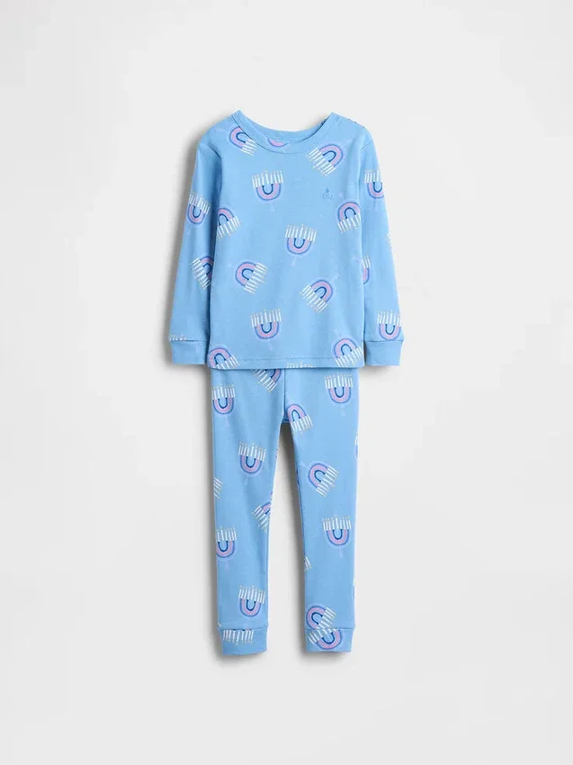 Conjunto de pijama de algodón cepillado orgánico para niños y bebés