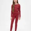 Conjunto de pijama de algodón cepillado orgánico para niños y bebés