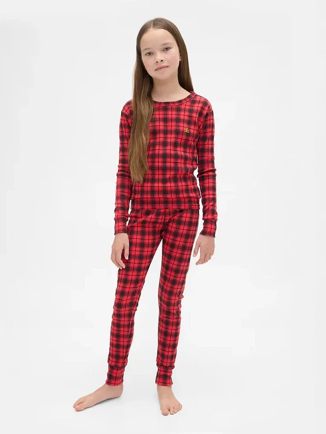 Conjunto de pijama de algodón cepillado orgánico para niños y bebés
