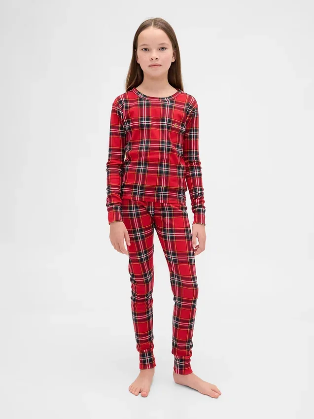 Conjunto de pijama de algodón cepillado orgánico para niños y bebés