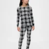 Conjunto de pijama de algodón cepillado orgánico para niños y bebés
