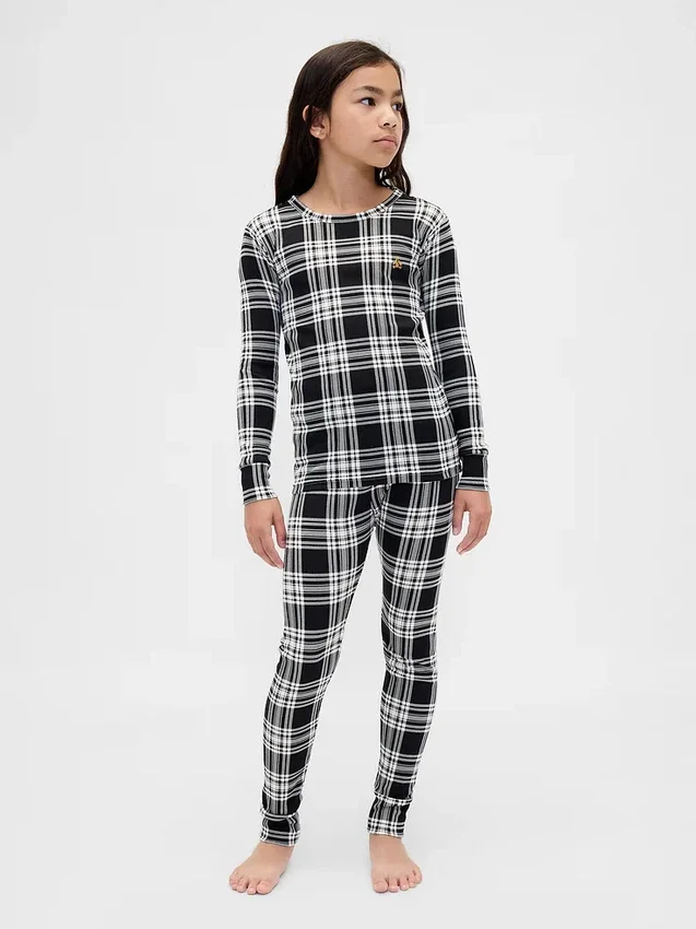 Conjunto de pijama de algodón cepillado orgánico para niños y bebés