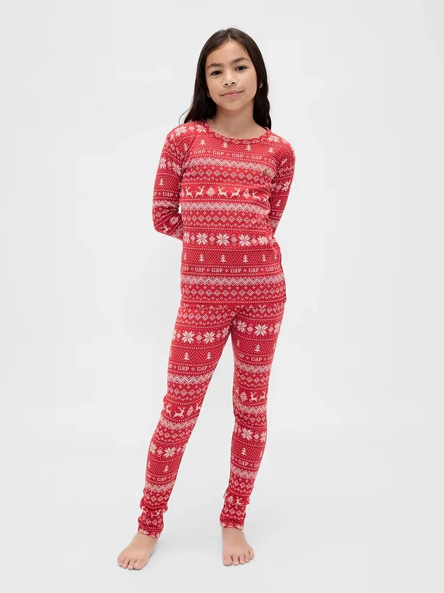 Conjunto de pijama de algodón cepillado orgánico para niños y bebés