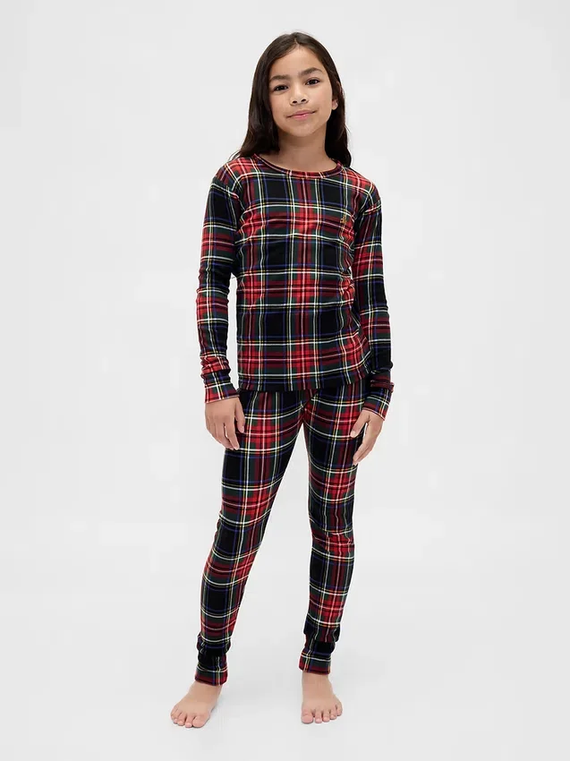 Conjunto de pijama de algodón cepillado orgánico para niños y bebés