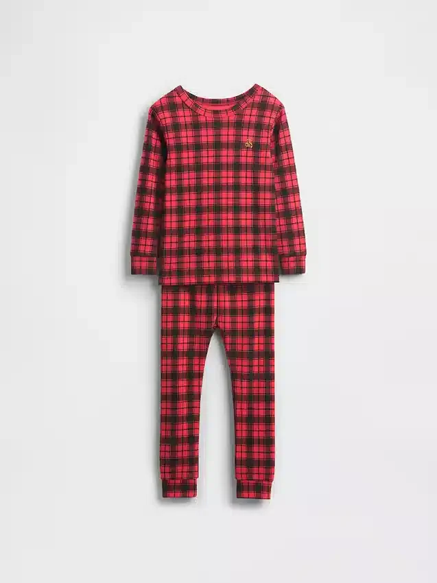 Conjunto de pijama de algodón cepillado orgánico para niños y bebés