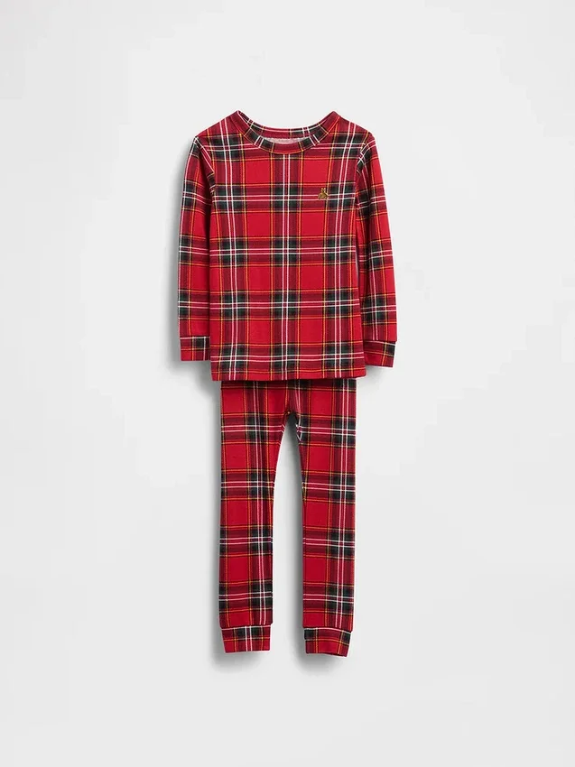 Conjunto de pijama de algodón cepillado orgánico para niños y bebés