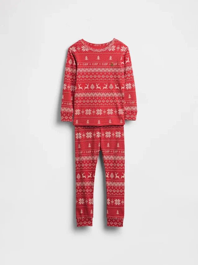 Conjunto de pijama de algodón cepillado orgánico para niños y bebés