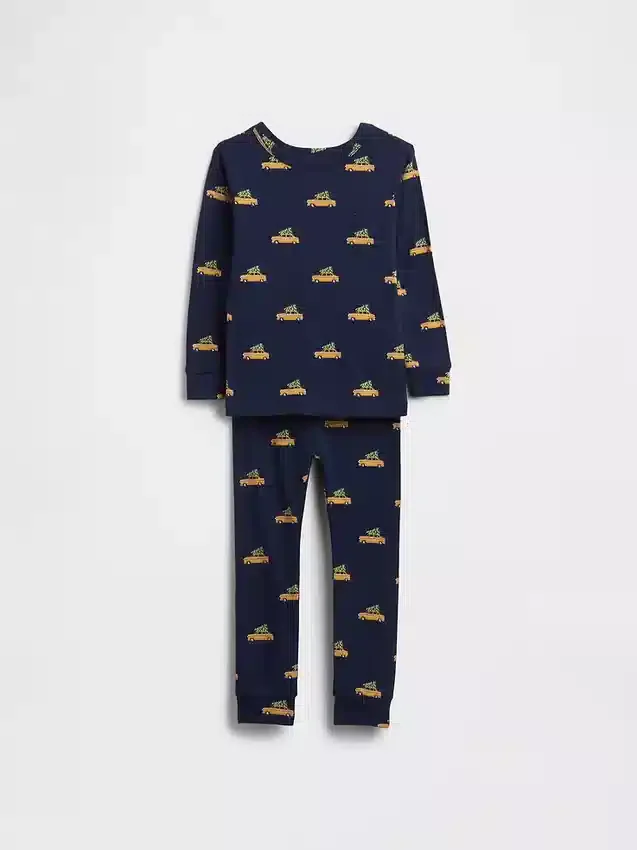 Conjunto de pijama de algodón cepillado orgánico para niños y bebés